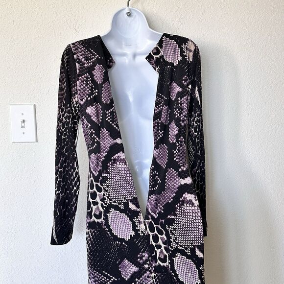 NWT David Meister 2 snake print Long Sleeve Faux Wrap Jersey Dress - Picture 13 of 16